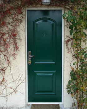 PORTE BLINDEE VERT FONCE AVEC CIMAISE SAINT ORENS