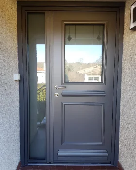 PORTE D'ENTREE GRIS ANTHRACITE AVEC TIERCE VITREE SAINT ORENS